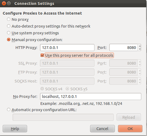Configuration connection settings to pass through a proxy.