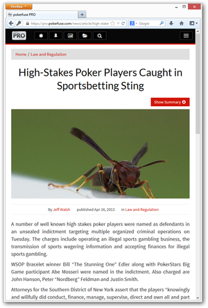 News article view in pokerfuse PRO