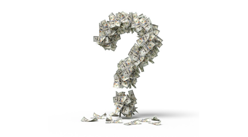 A question mark made up of hundred dollar bills. Experience the thrill of mystery bounty tournaments in online poker.