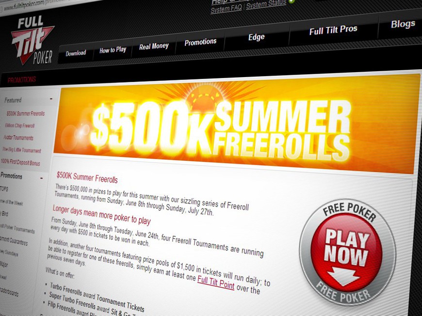 Full Tilt Hands Out $500K in Summer Freerolls