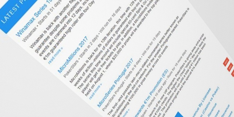 The new "Curated reads" section presents our key daily picks from Newsbeat. Another new section covers the latest promotions and online tournaments running in the online poker industry. The new "Curated reads" section presents our key daily picks from Newsbeat. Another new section covers the latest promotions and online tournaments running in the online poker industry.