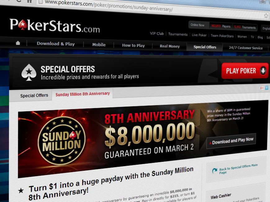 PokerStars Guarantees $8 Million for Anniversary Sunday Million