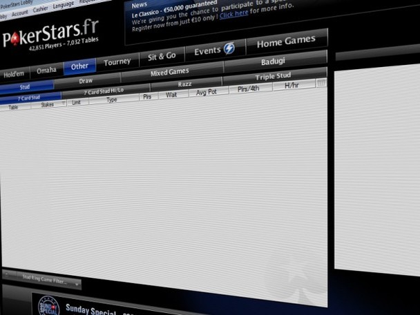 The PokerStars.fr lobby cannot currently spread "other games" - but this could be set to change. The PokerStars.fr lobby cannot currently spread "other games" - but this could be set to change.