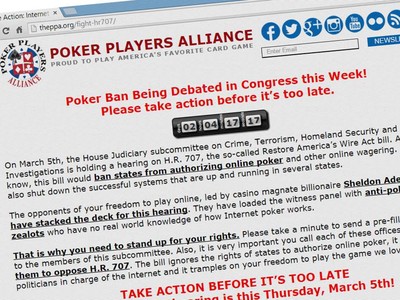 PPA Urgently Asks Players to Act Now to Help Stop RAWA The Congressional hearings on the Restoration of America’s Wire Act (RAWA) bill which threatens online poker in the US will be held on March 6. The Poker Players Association (PPA) is urgently calling for players to take action in the remaining hours before the committee meets.