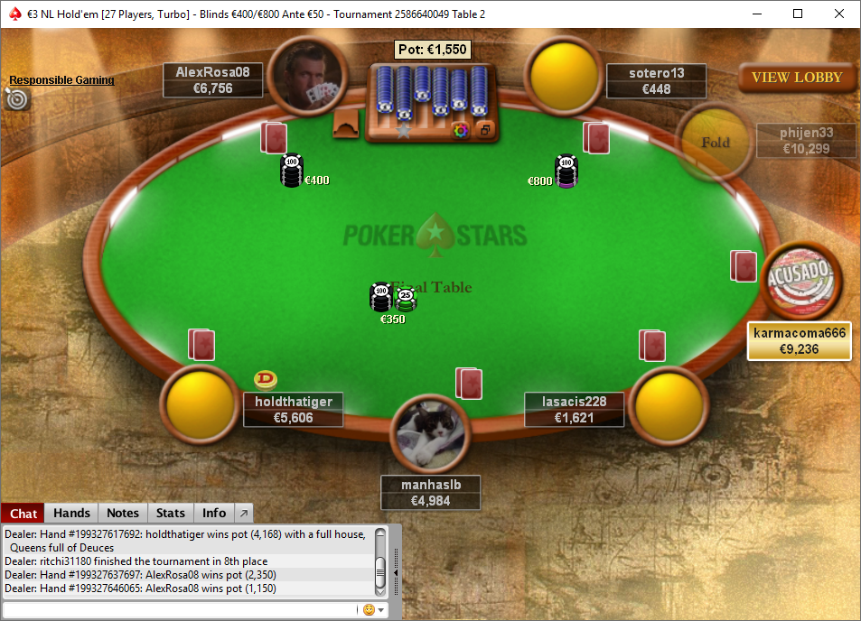 Interfaz clásica de PokerStars