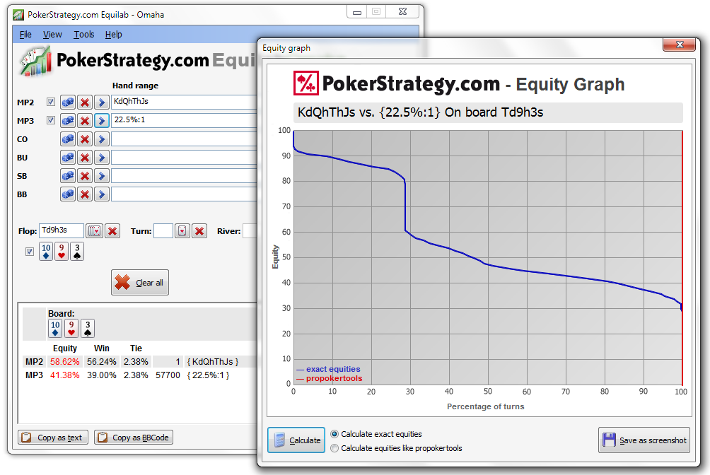 omaha equity calculator - pot limit omaha equity calculator