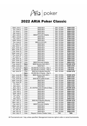 ARIA Poker Classic 2022 schedule