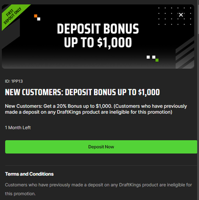 New DraftKings Bonus for New Players
