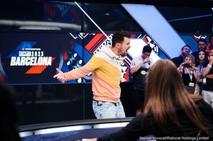 The thrill of victory -- Simon Wiciak reacts to the final hand of EPT Barc Main Event