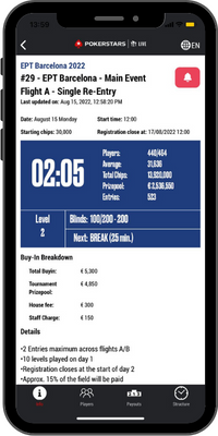 PokerStars Live App Info 2