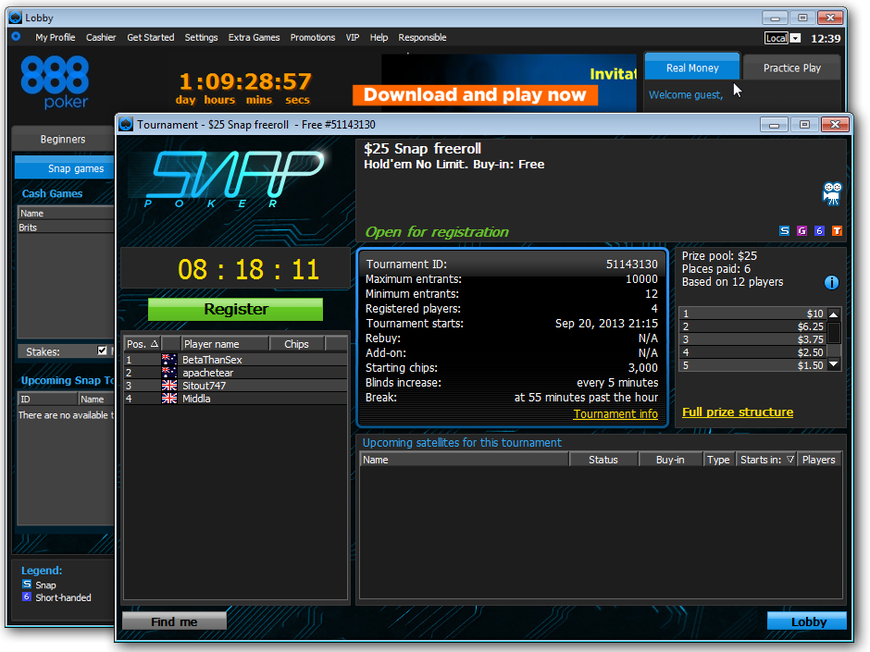 888poker Testing Fast-Fold Product "Snap Poker"