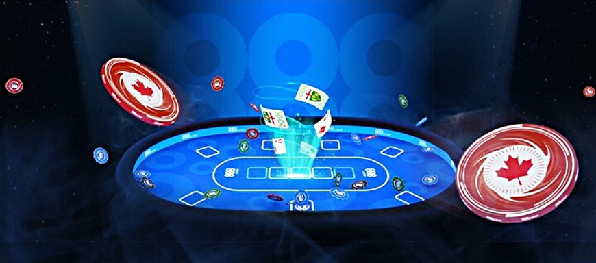 888poker brand image with Canada flag in Ontario