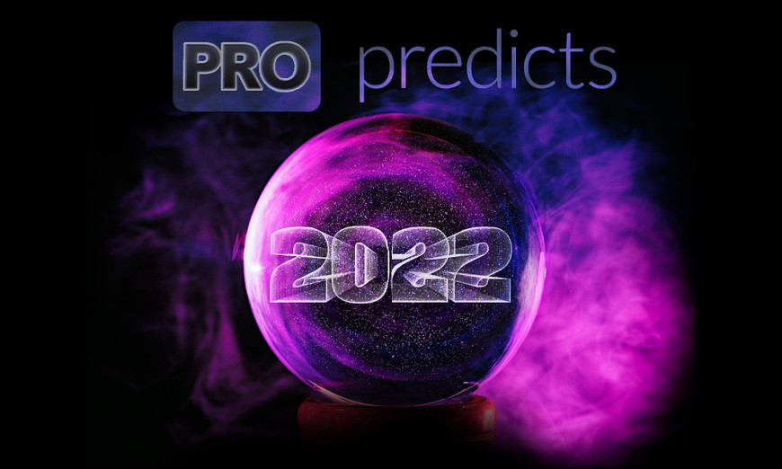 crystal ball on dark background with purple smoke. inside the crystal ball is the year 2022. Above is the logo for PRO Predicts, the series where our industry experts predict what 2022 has in store for online poker throughout the rest of the year/
