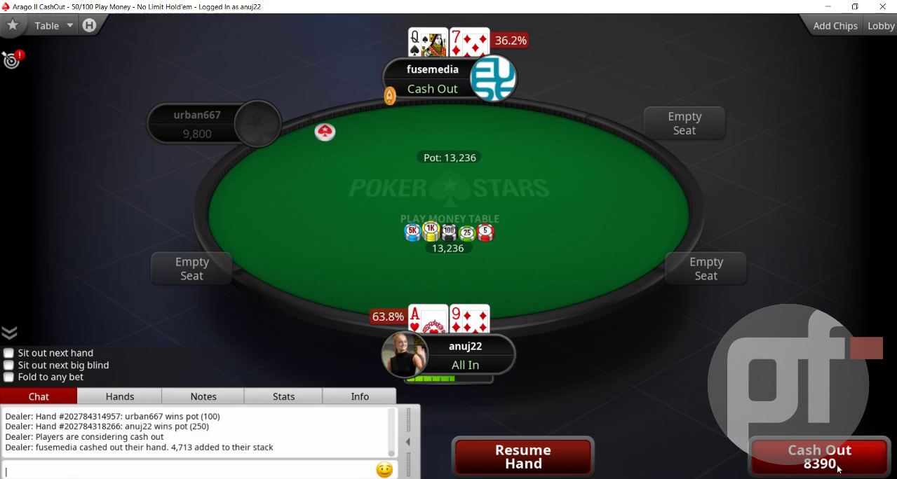 Exclusive Pokerstars Unique All In Cash Out Feature