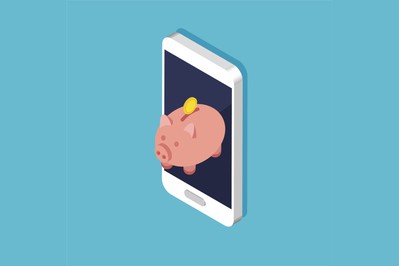 an illustration of a mobile phone with a piggy bank coming through the screen. Banking at PA Sportsbooks: How to Deposit & Cash Out