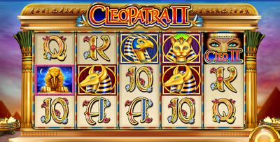 screenshot of Cleopatra II -- an ancient Egypt-themed slot machine game at BetMGM Casino. If you are into Sphinx, pyramids, ancient gods & goddesses, & Egyptian mythology, you will absolutely love these slot games at BetMGM Casino