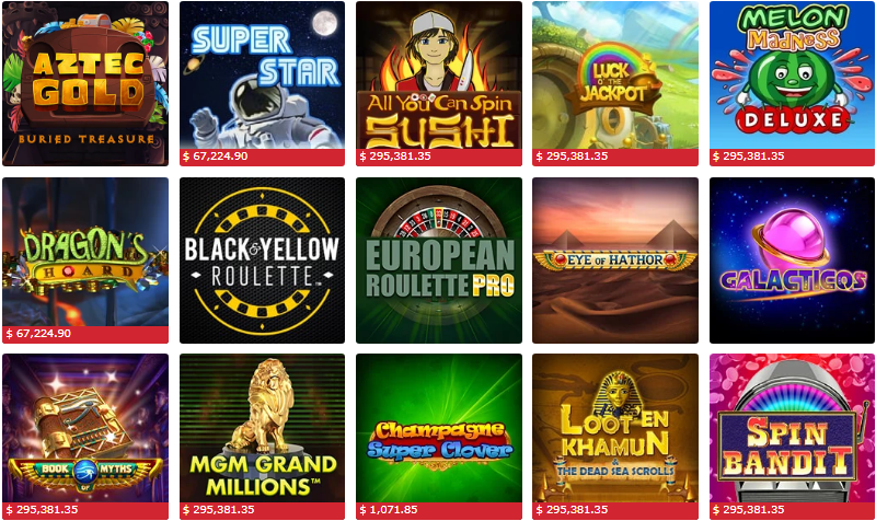 Grid of promotional images for various slot titles at BetMGM Casino MI.