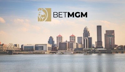 Kentucky skyline with BetMGM logo. Sign Up and Score $100 in Bonus Bets at BetMGM Sports KY!