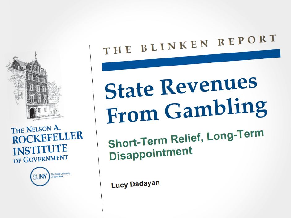 A report from the Rockefeller Institute of Government questions whether state licensed gambling in the US is a viable means of resolving fiscal problems. A report from the Rockefeller Institute of Government questions whether state licensed gambling in the US is a viable means of resolving fiscal problems.