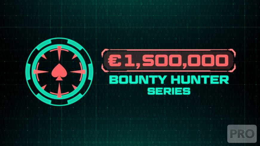 Promo Image for the 2022 iPoker Network Bounty Hunter Series, advertising its whopping €1.5 million in guaranteed prize money, making it the biggest knockout series ever hosted on the iPoker network.
