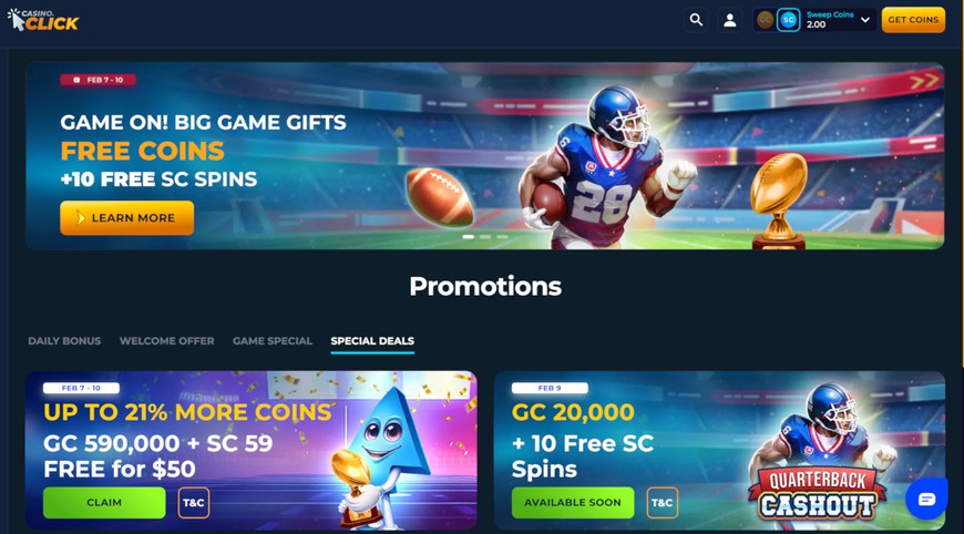 Casino Click Brings Out Daily Purchase Boosts & Free Spins for the Big Game Weekend