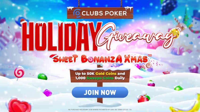 Clubs Poker Casino Dishing Out 6,000 SC via Holiday Leaderboards Giveaway