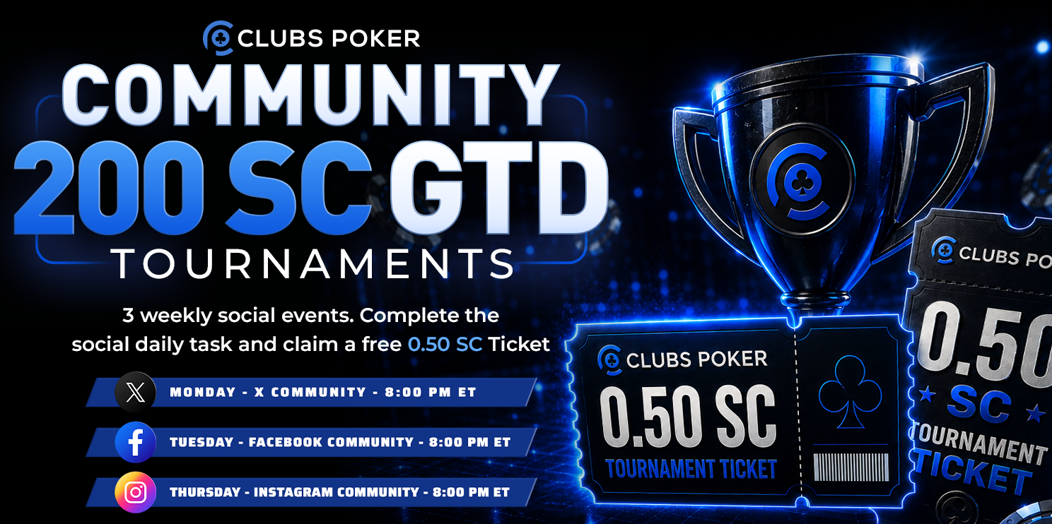 Follow Clubs Poker on Social Networks for Free Tournament Entries
