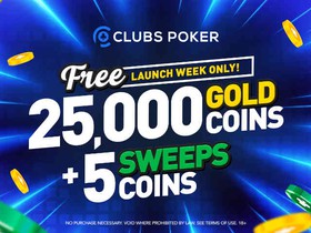 Clubs Poker Welcomes New Players With Free 5 Sweeps Coins Offer