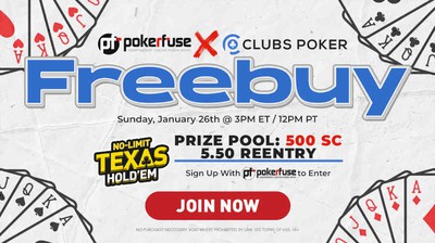 Join Exclusive Pokerfuse 500 SC Freebuy Tournament at Clubs Poker This Sunday