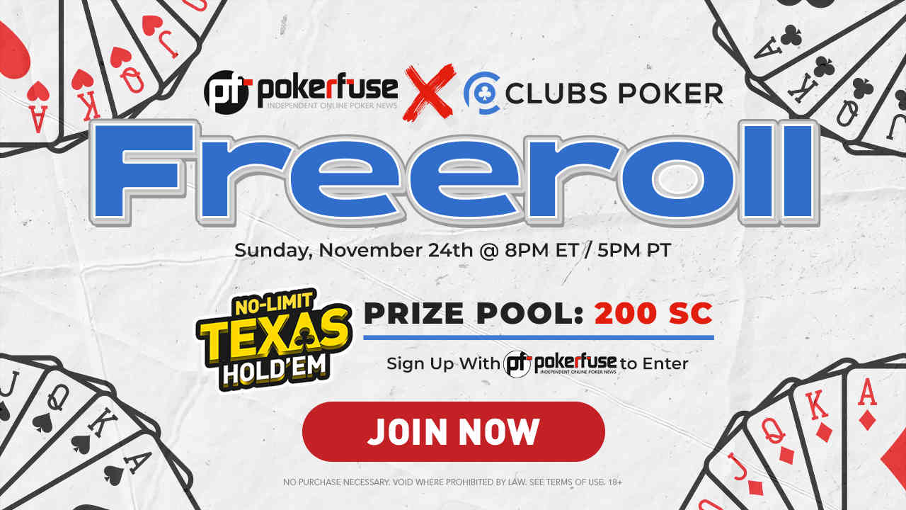 Join the Pokerfuse 200 SC Freeroll at Clubs Poker - November 24 - News Directory 3