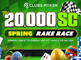 Clubs Poker Is Giving Away 20,000 SC via Spring Rake Race