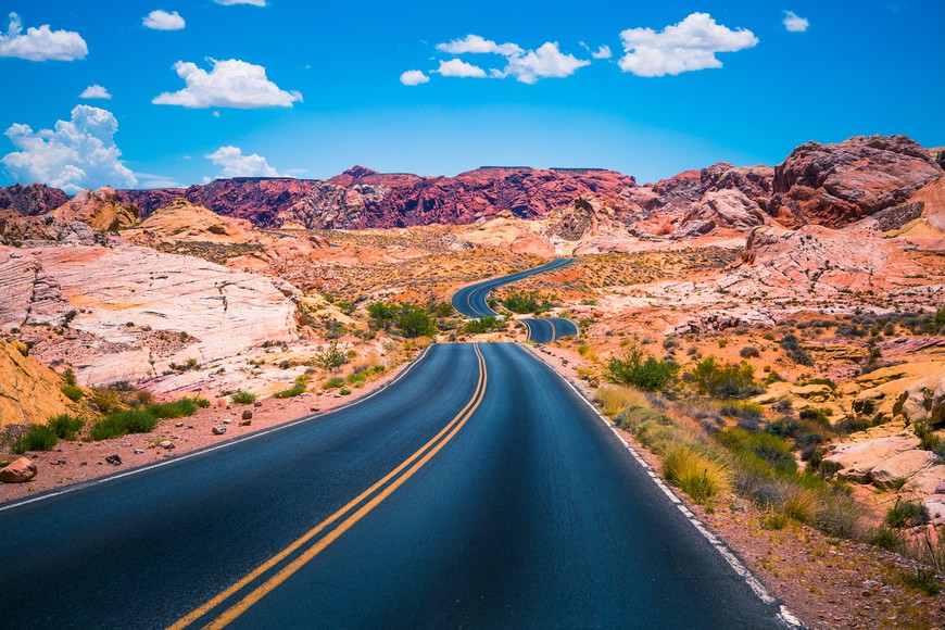 Panoramic view of a winding road leading through the Valley of Fire Desert in Nevada. Despite being a key market, PokerStars has yet to launch in Nevada's online poker market. Here's why.