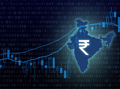 Indian rupee sign and map of India with financial/stock market graph. Flutter "Well Positioned" to Navigate New 28% Tax Rate in India