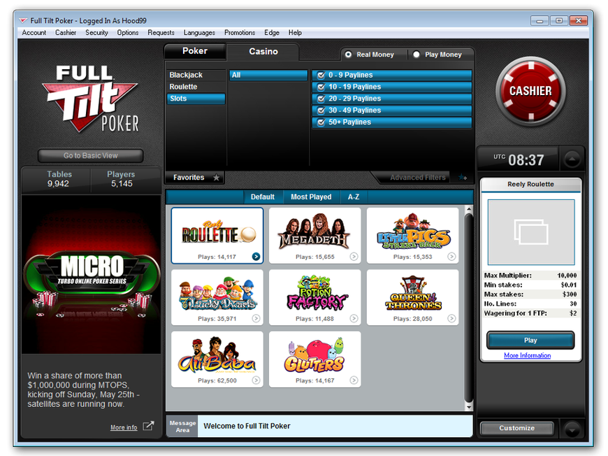 Full Tilt Add Real Money Slots Games to Online Poker Client