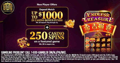 Get up to $1,000 & 250 Free Spins With New Golden Nugget Casino Welcome Offer