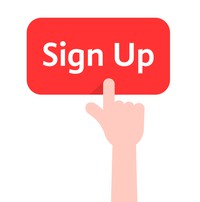 hand clicking a sign-up button on a white background. how to register for online poker in Ontario