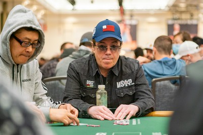 Pro poker player and 2006 WSOP Main Event winner Jamie Gold is seen at a poker table, competing in the Millionaire Maker at the 2023 WSOP in Las Vegas.