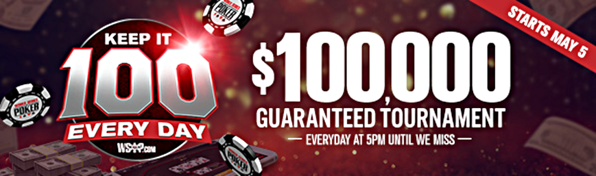 WSOP.com Promotions for May Include Daily $100K Guaranteed Online Poker Tournament
