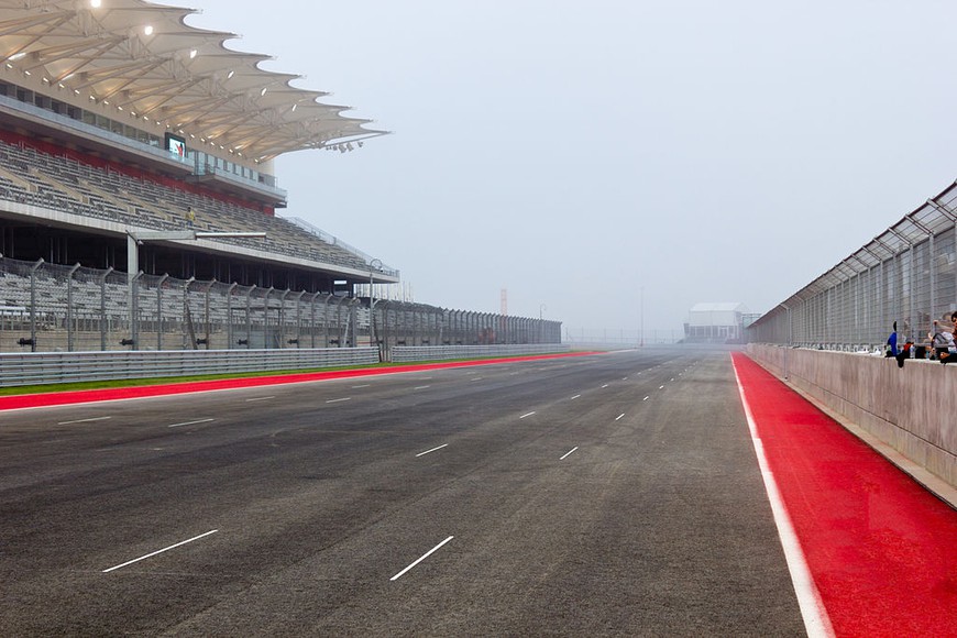 A first-person view of the Main Straight at the Circuit of the Americas F1 track in Austin, Texas, USA. Formula 1 US Grand Prix 2023 Predictions, Schedule, & Odds