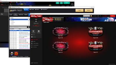 Screenshots of WSOP.com, PokerStars PA, and BetMGM PA are seen on a white background. We evaluated the three leading online poker rooms in Pennsylvania in a side-by-side showdown to see who has the best software in the state. 
