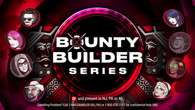 promo image for pokerstars bounty builders online poker tournament series. Online poker players in NJ, PA, & MI get the chance to hunt for bounties in the upcoming $2 million guaranteed PokerStars Bounty Builder Series.