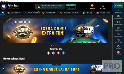 Screenshot showing gameplay in Super Hold'em, the unique new Pineapple-inspired poker variant from India's PokerBaazi.