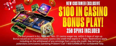 PokerStars Casino is #1 in NJ Thanks to New Welcome Bonus. Experience the thrill of PokerStars Casino NJ's new welcome offer, featuring $100 in bonus funds and exciting bonus spins.