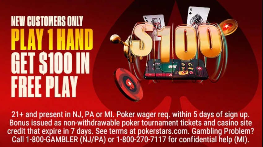 PokerStars Casino Has New $100 Free Play Welcome Bonus