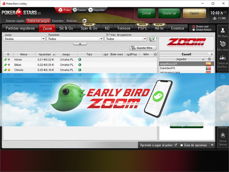 PokerStars' New Early Bird Promotion Rewards Players Starting Zoom Pools
