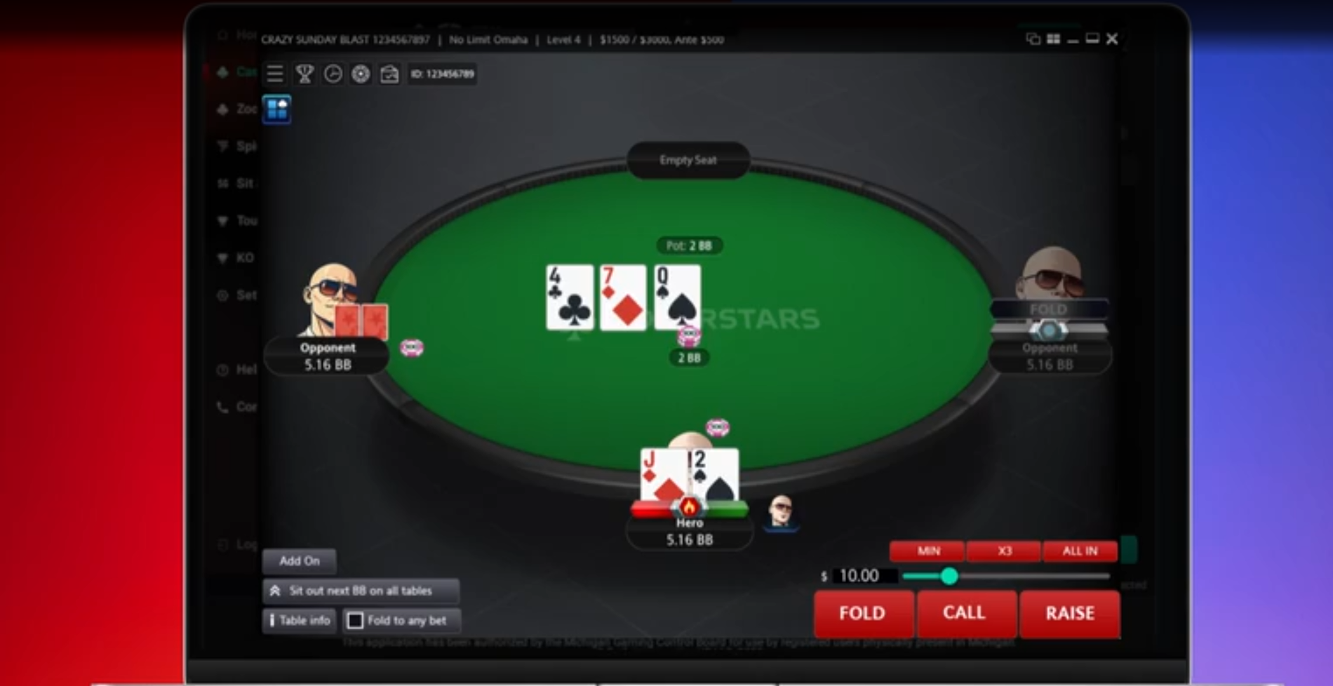 Interfaz de la App PokerStars