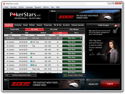 PokerStars Trials Table Grouping Lobby for Real Money