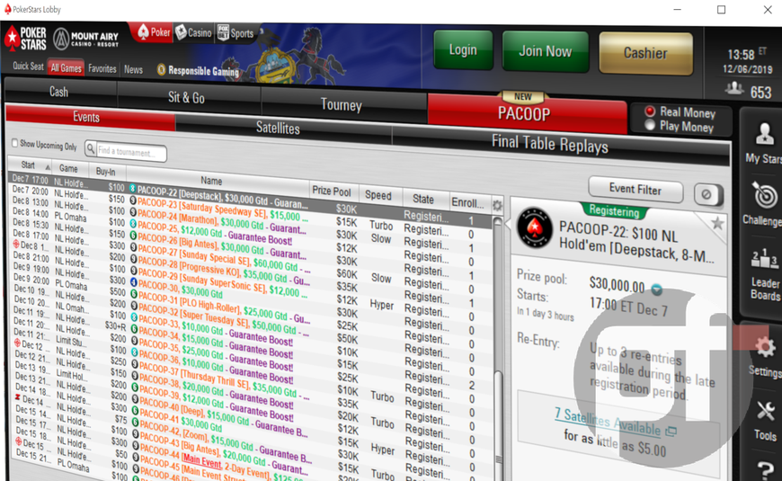 PokerStars PA Boosts Overall PACOOP Series Guarantee by 22%