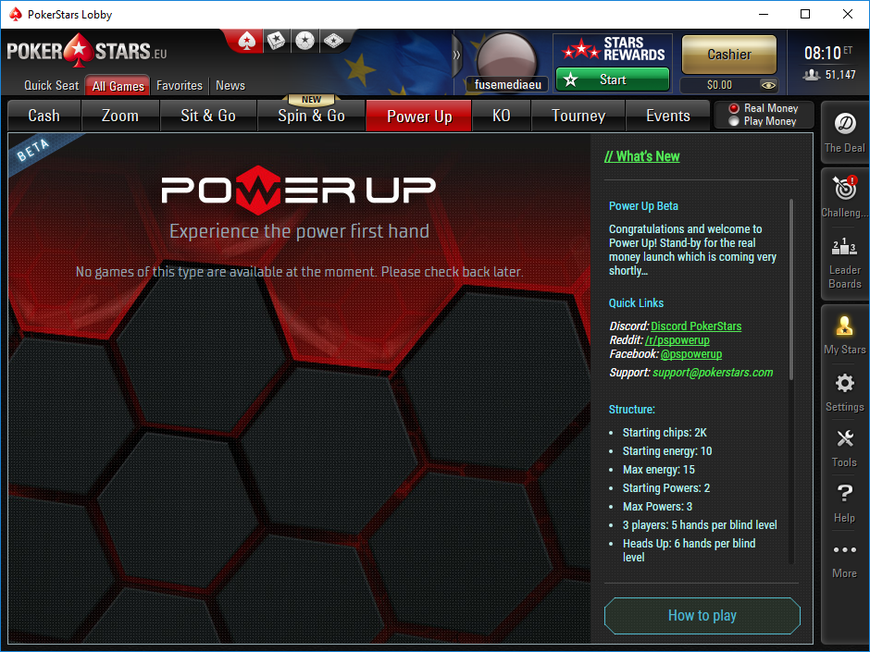 PokerStars Power Up Begins Real Money Rollout