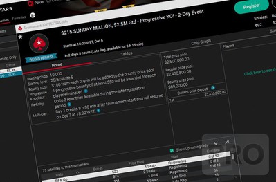 PokerStars Schedules $215 PKO Sunday Million with $2.5 Million Guarantee